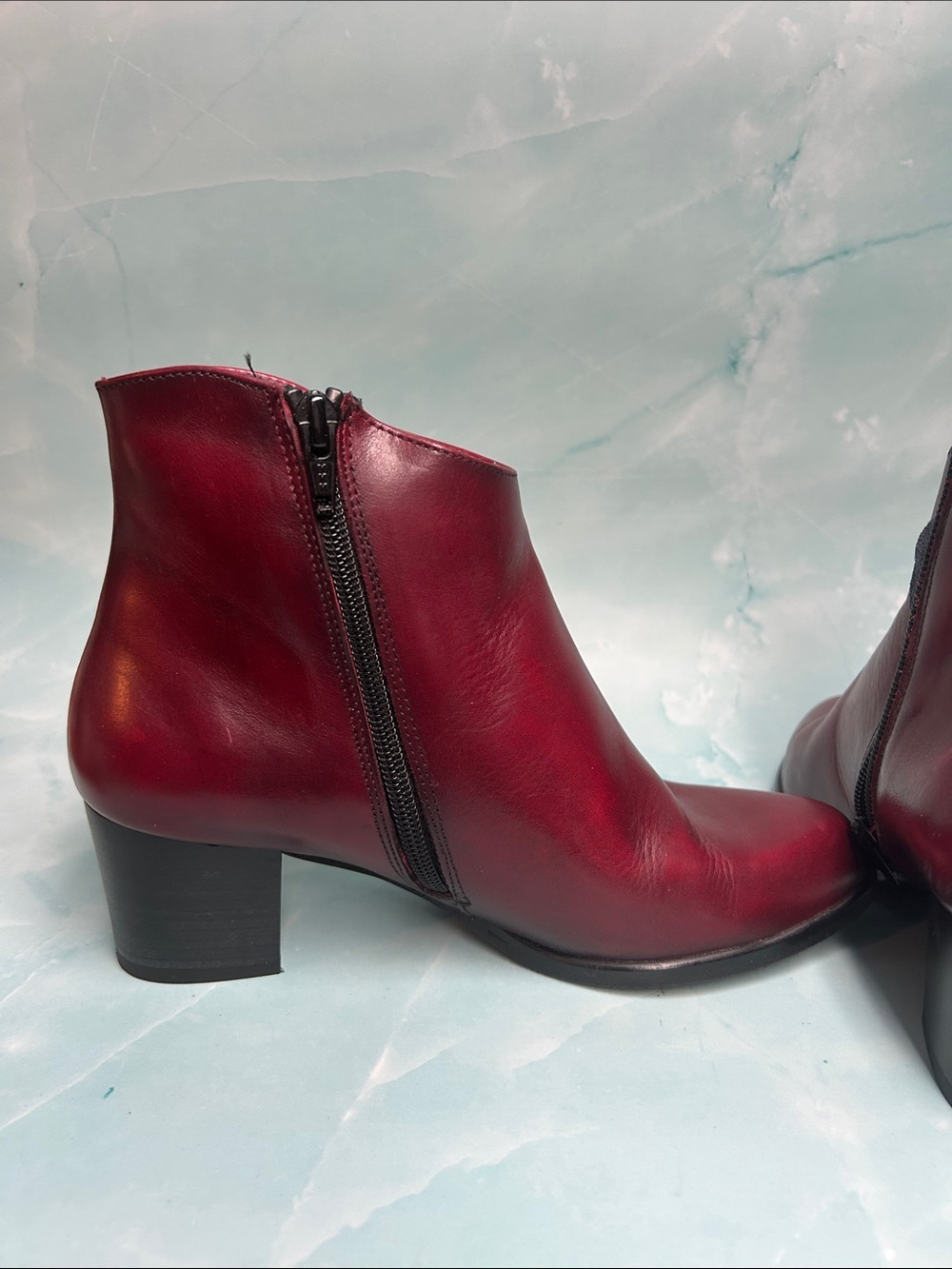 DORKING Women's Red Leather Ankle Boots LEXI Size 36 - Picture 6 of 9